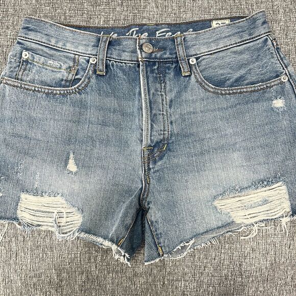 Free People We the Free Sofia Denim Short Regular Mid Rise Button Fly Size 27 - Picture 4 of 11